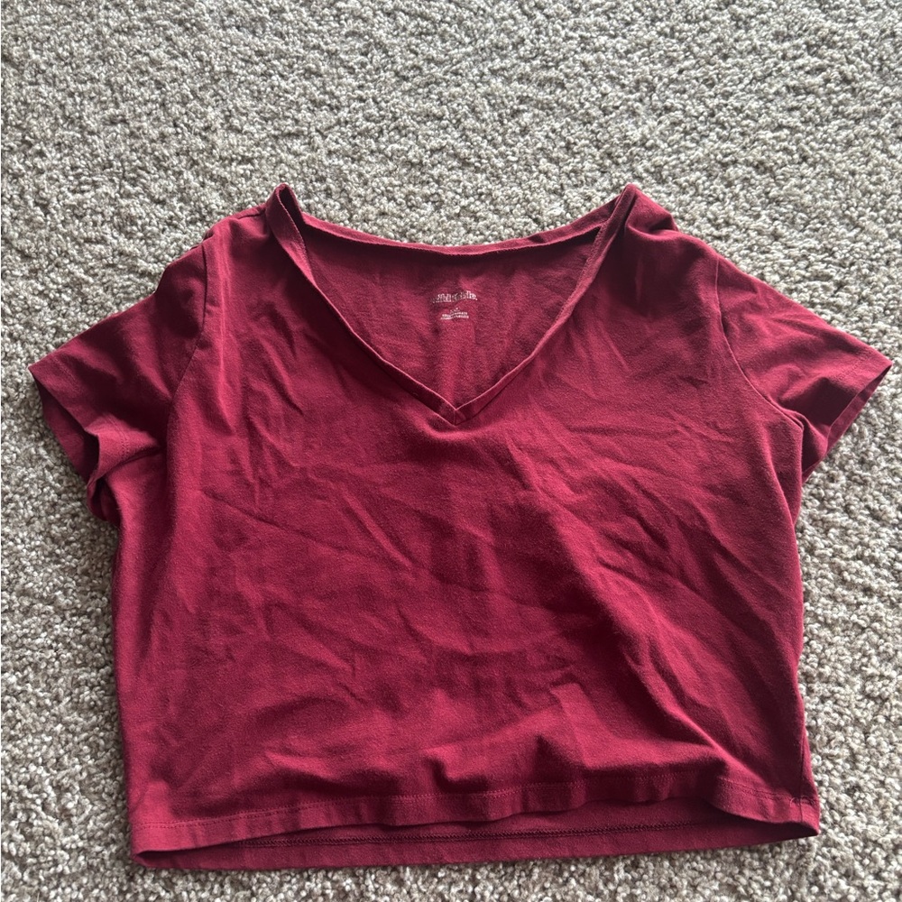Wild Fable Red Fitted Crop T-Shirt Short Sleeve